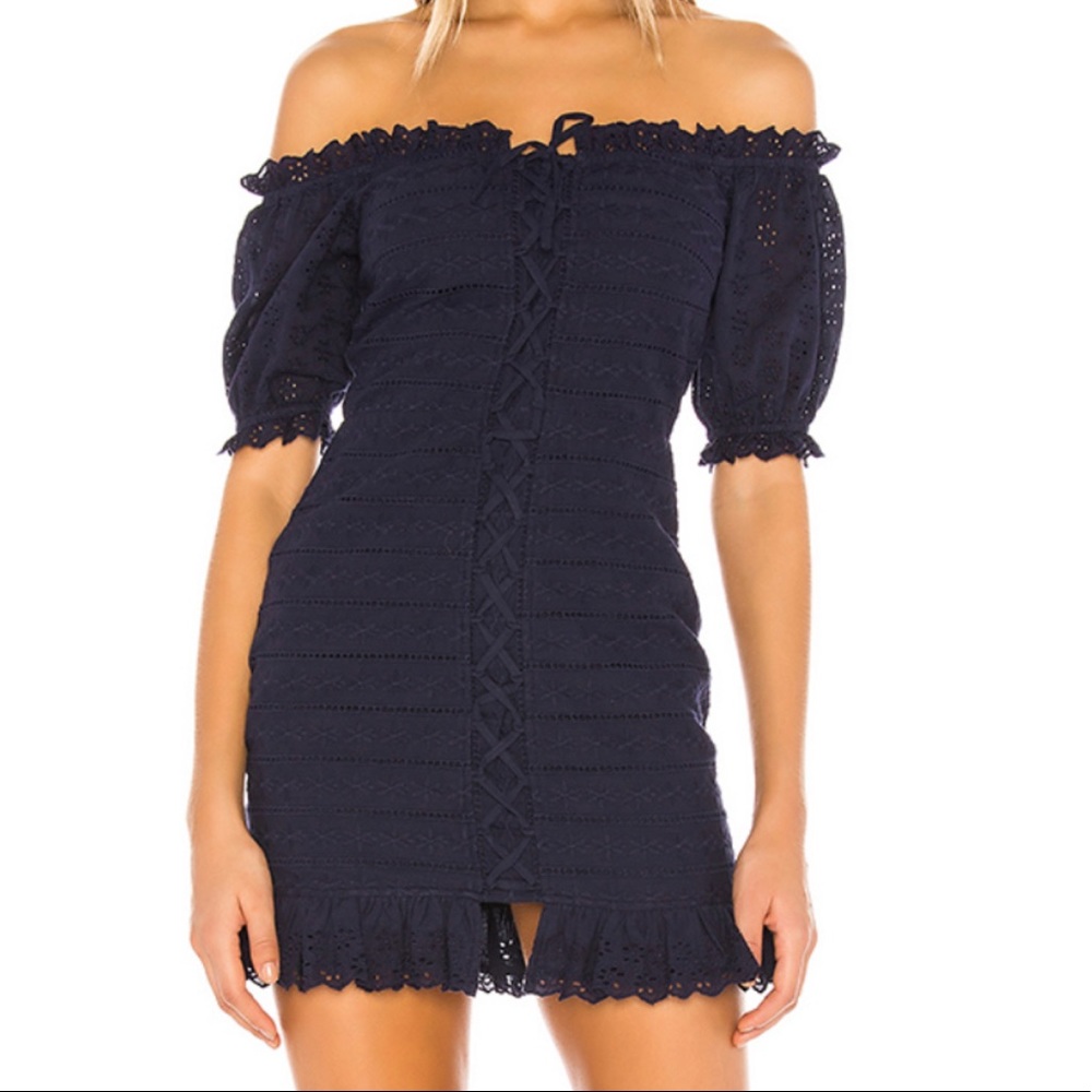 Lovers & Friends Navy Lace Up Dress